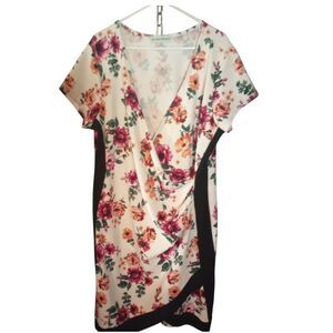 Almost famous floral print dress V neck gathered side mini